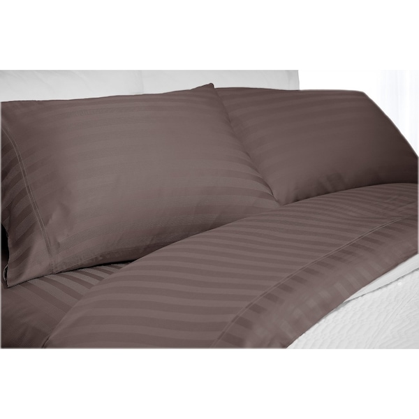 Elle Bamboo Super Soft 300TC Striped Sheet Set (4pc), Chocolate, Full EL660012 - main